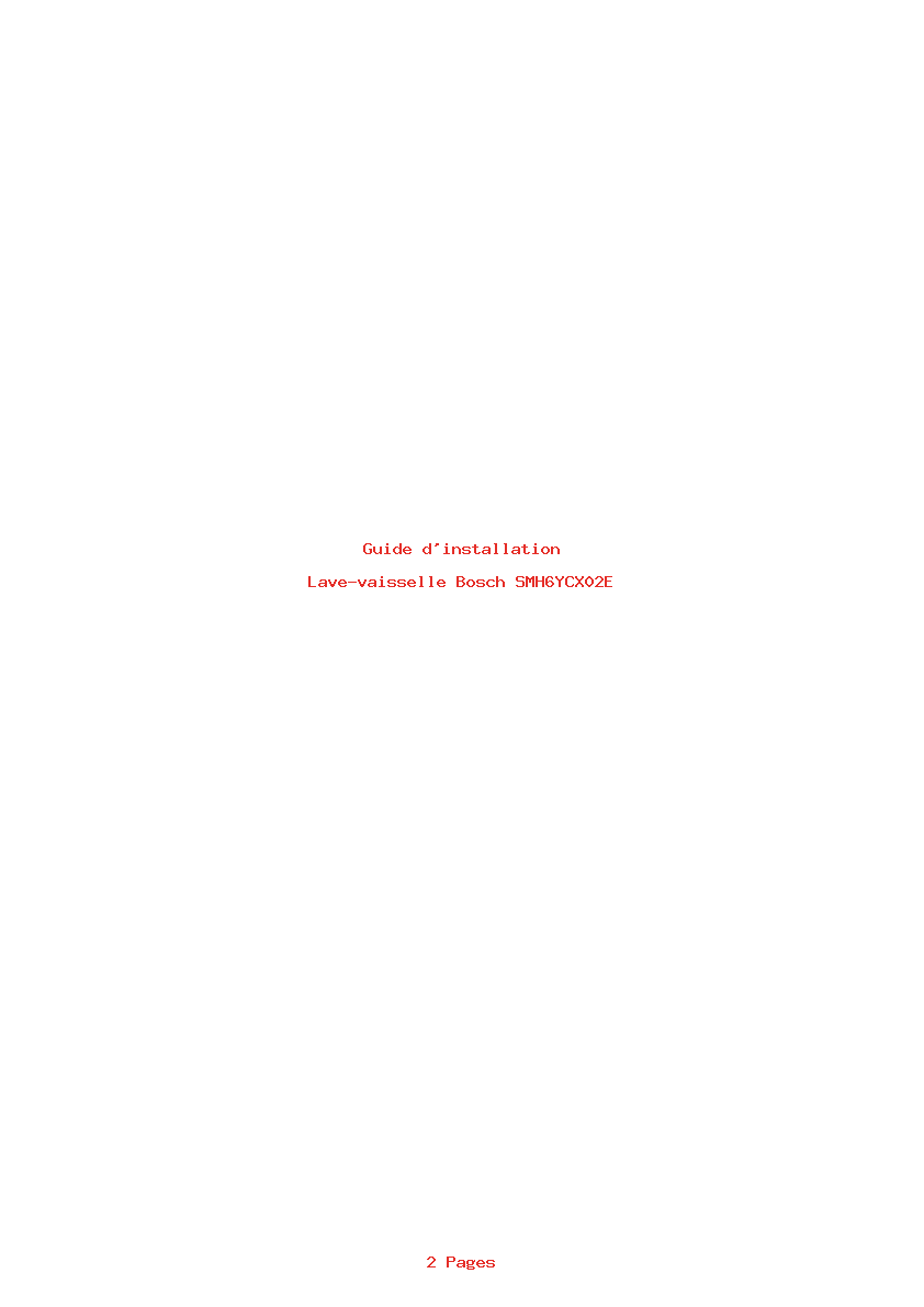 Page 1 de la notice Guide d'installation Bosch SMH6YCX02E