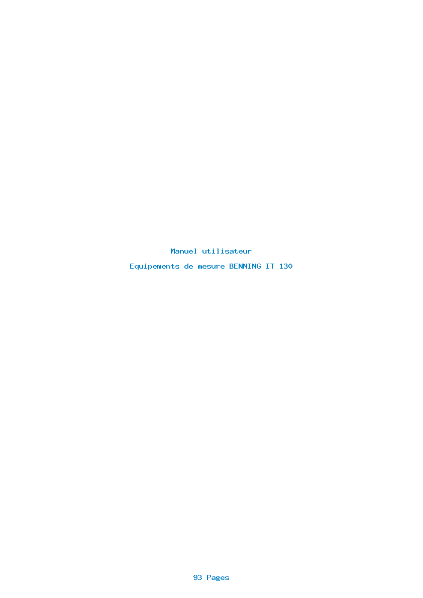 Page 1 de la notice Manuel utilisateur BENNING IT 130