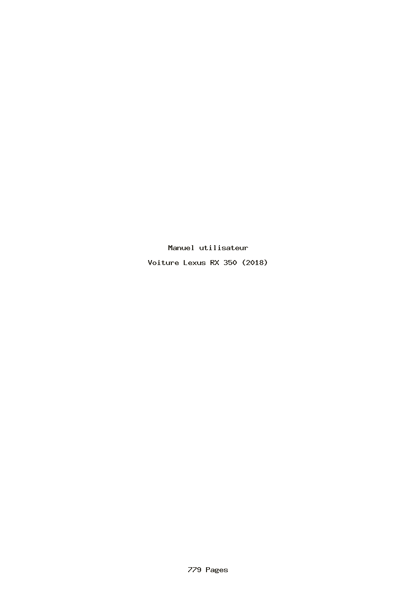 Image de la première page du manuel de l'appareil RX 350 (2018)