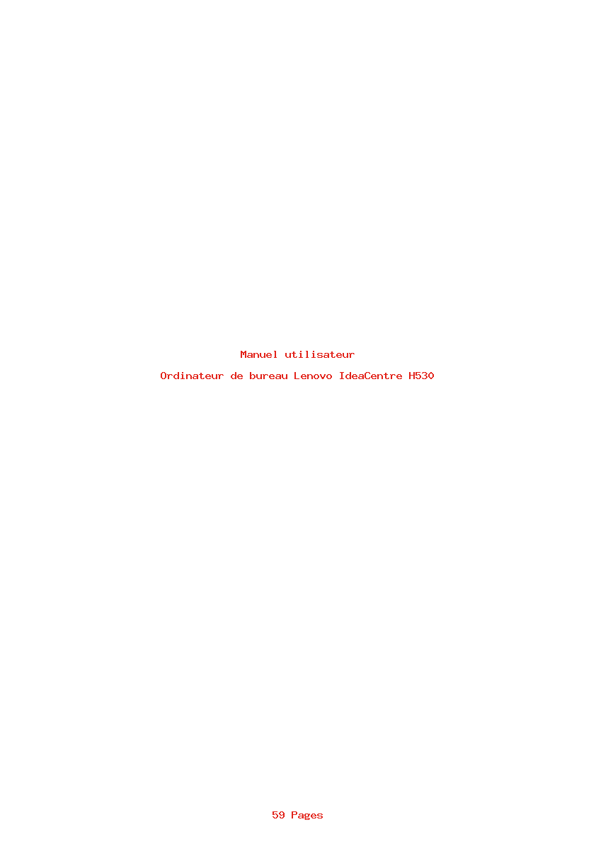 Page 1 de la notice Manuel utilisateur Lenovo IdeaCentre H530