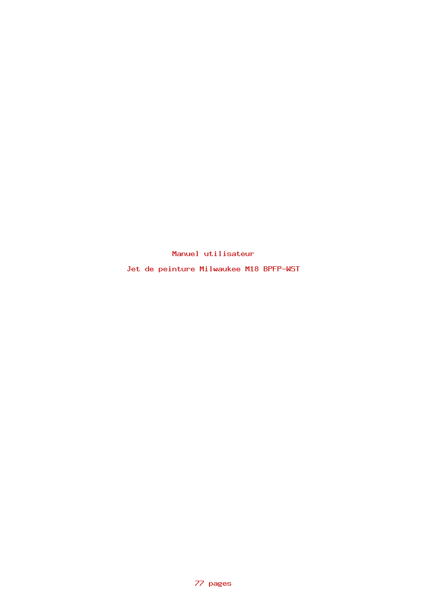 Page 1 de la notice Manuel utilisateur Milwaukee M18 BPFP-WST