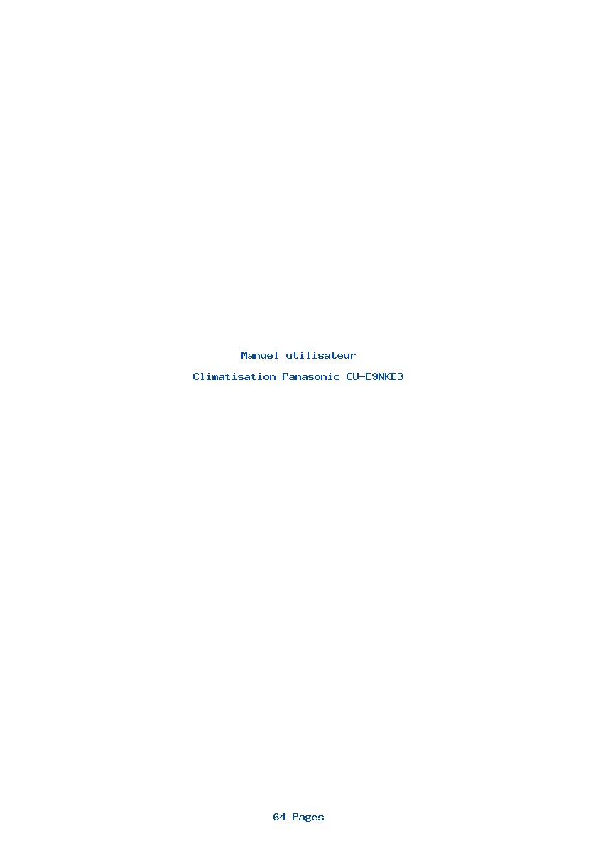 Page 1 de la notice Manuel utilisateur Panasonic CU-E9NKE3