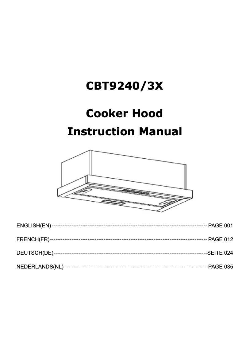 Page 1 of the manual User Manual Candy CBT9240/3X