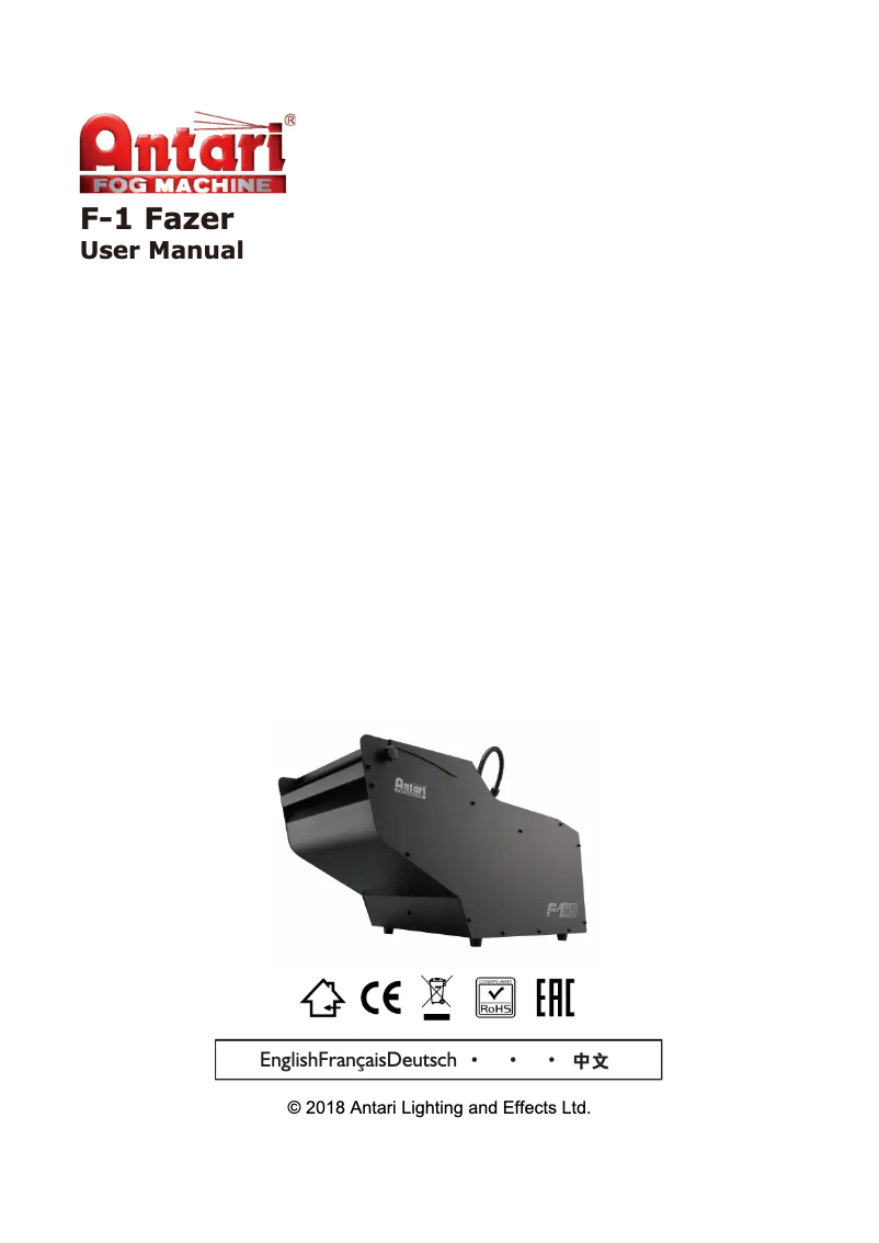 Page 1 de la notice Manuel utilisateur Antari F-1 Fazer