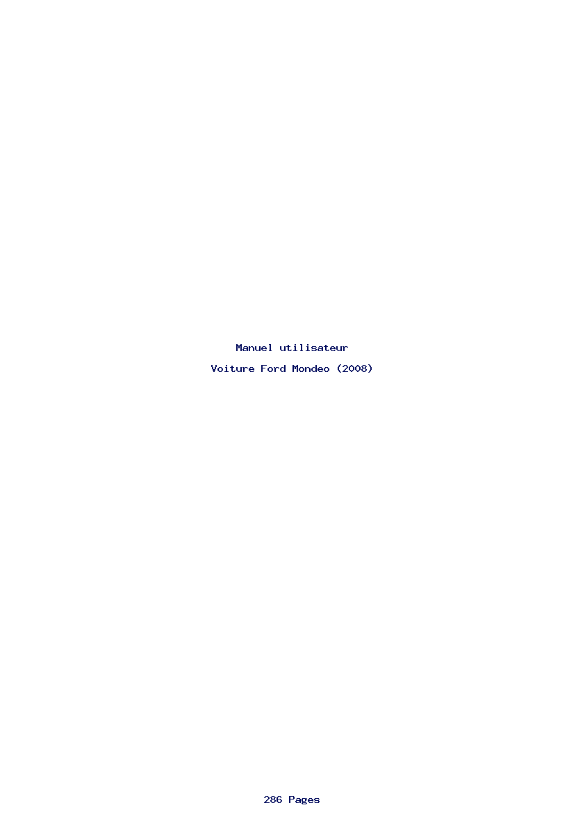 Page 1 de la notice Manuel utilisateur Ford Mondeo (2008)