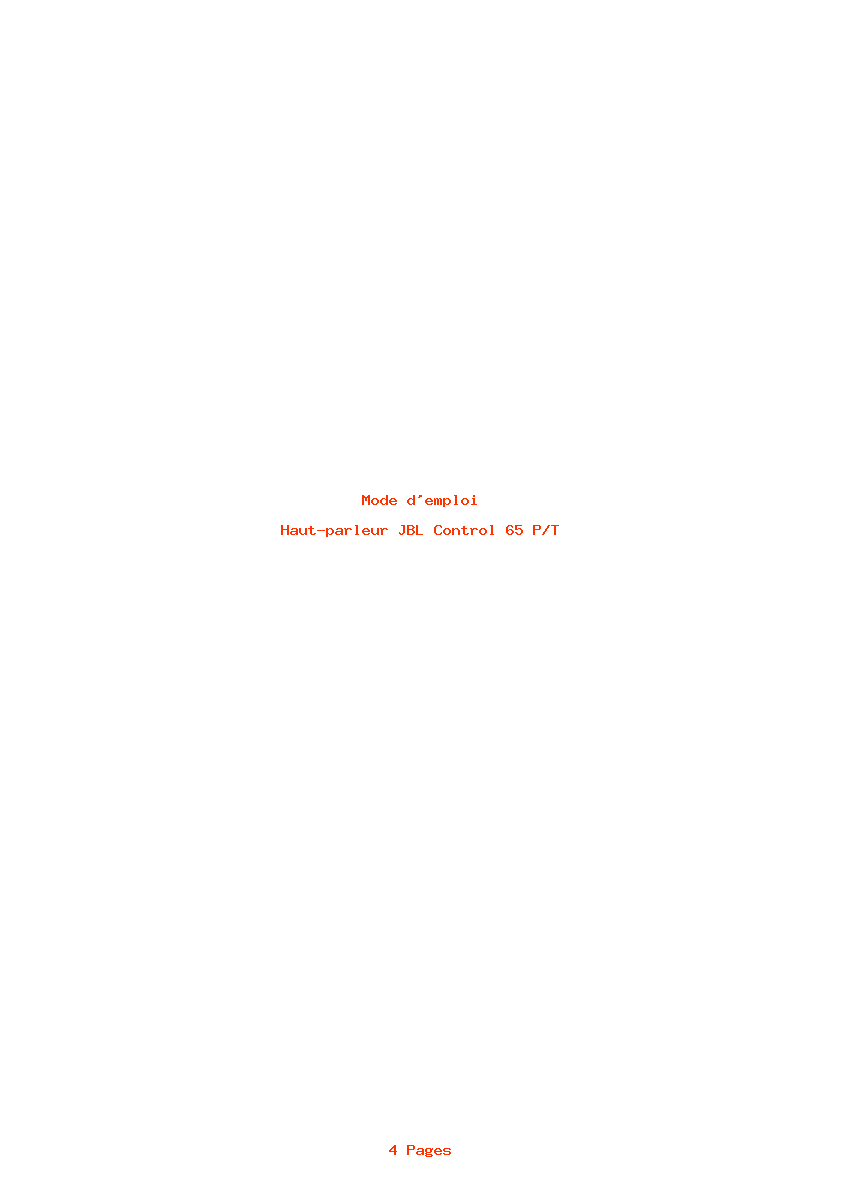 Page 1 de la notice Mode d'emploi JBL Control 65 P/T
