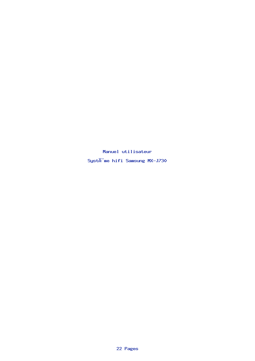 Page 1 de la notice Manuel utilisateur Samsung MX-J730