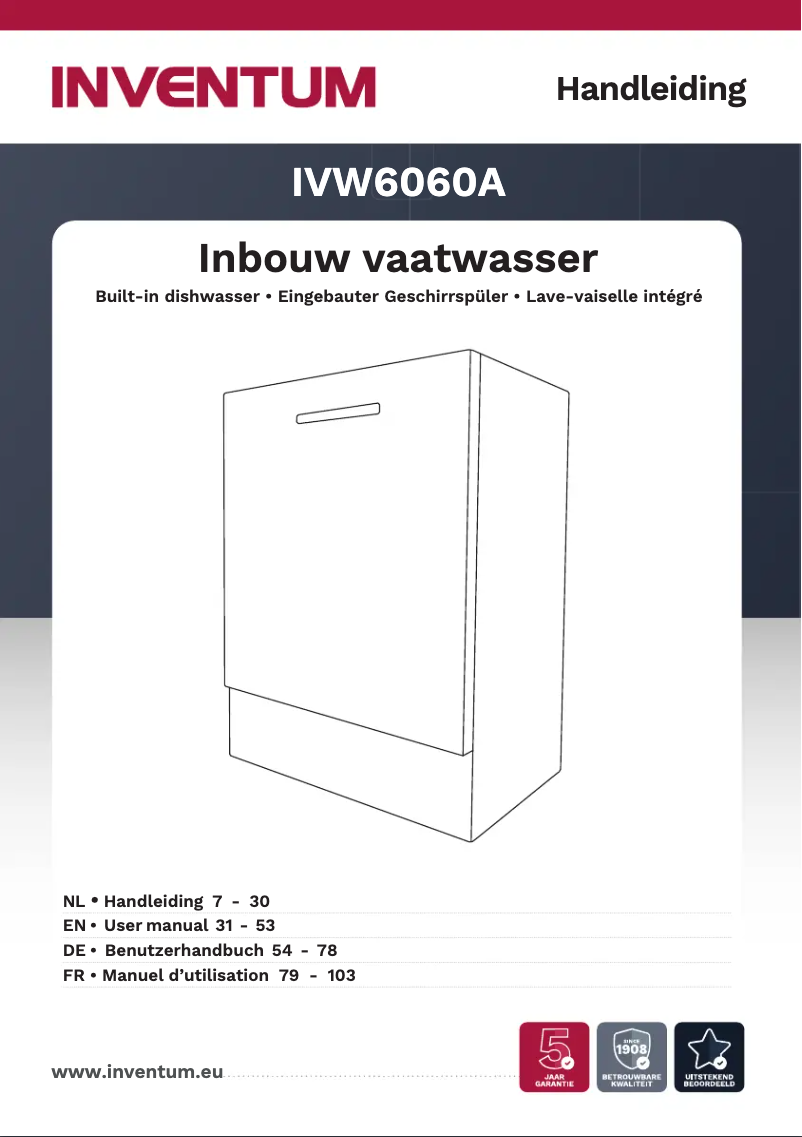 Page 1 de la notice Manuel utilisateur Inventum IVW6060A