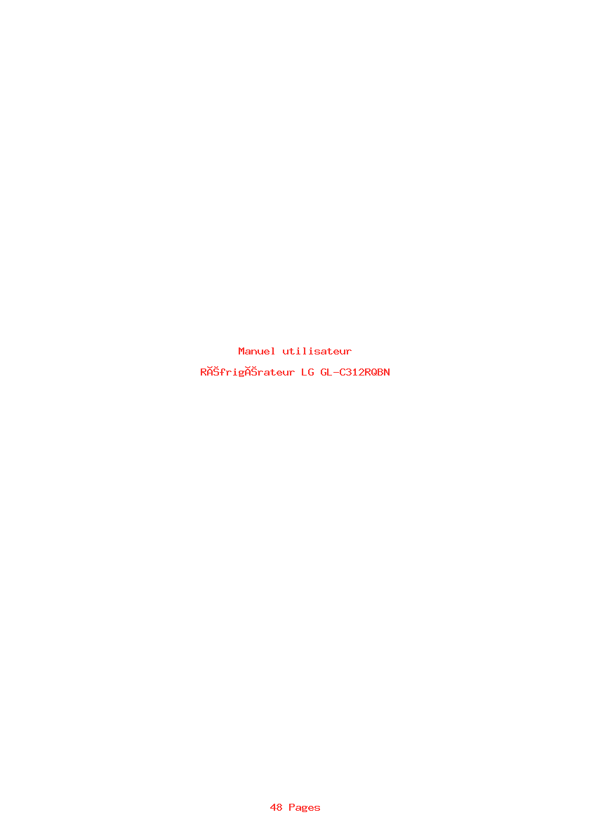 Page 1 de la notice Manuel utilisateur LG GL-C312RQBN