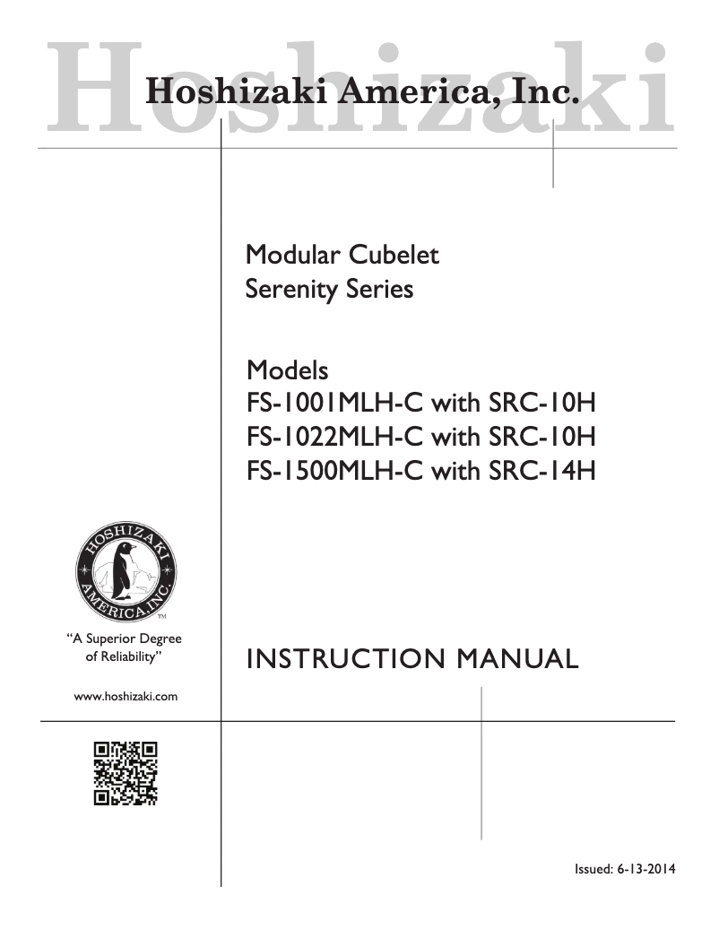 Page 1 de la notice Manuel utilisateur Hoshizaki FS-1022MLH-C