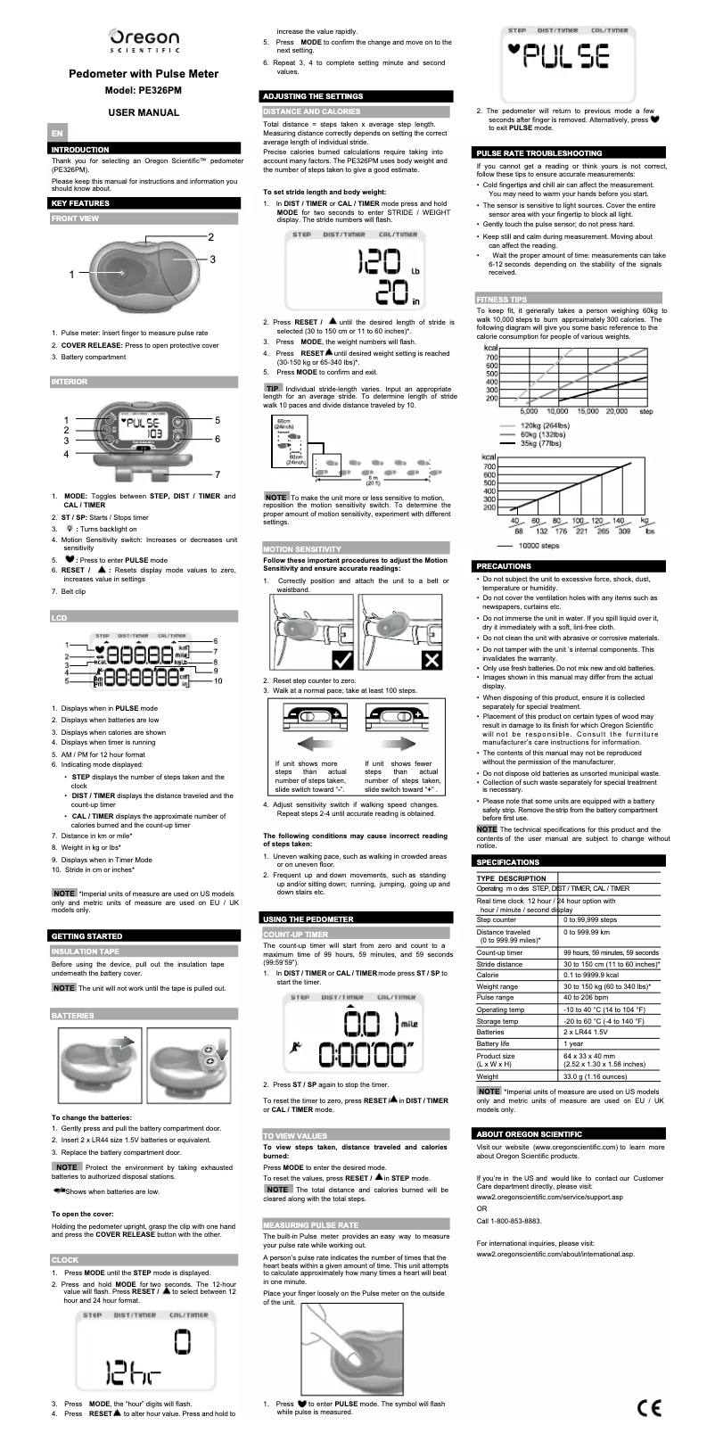 Page 1 of the manual User Manual Oregon Scientific PE326PM
