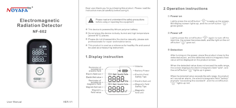 Page 1 de la notice Manuel utilisateur Noyafa NF-602