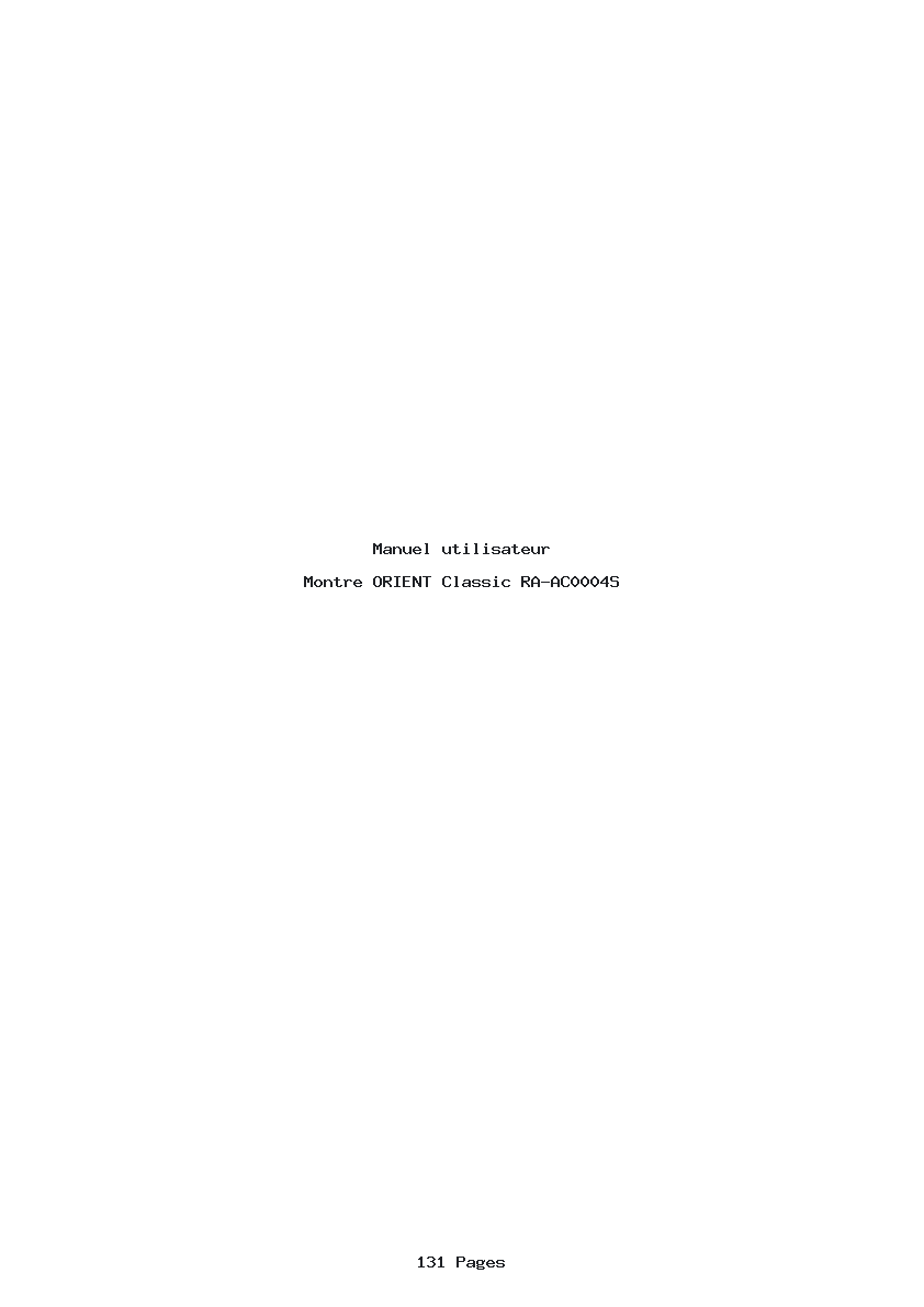 Page 1 de la notice Manuel utilisateur ORIENT Classic RA-AC0004S