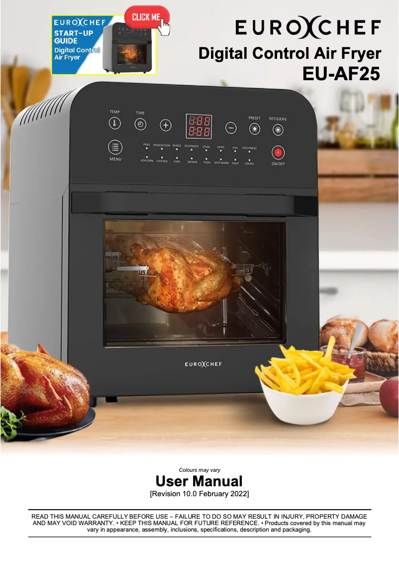 Page 1 de la notice Manuel utilisateur Eurochef EU-AF25