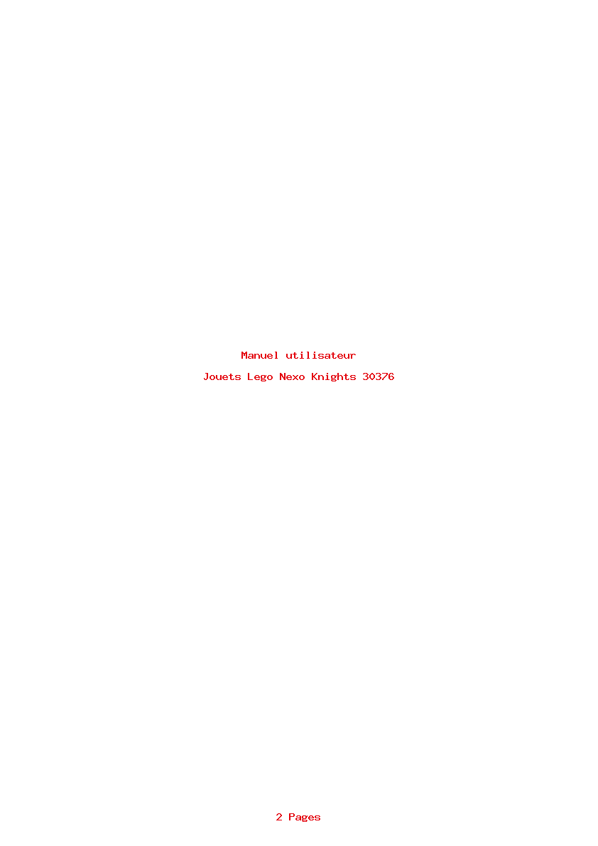 Page 1 de la notice Manuel utilisateur Lego Nexo Knights 30376