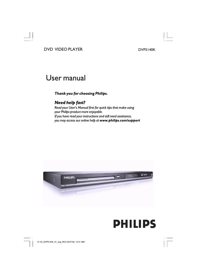 Página 1 del manual Manual de usuario Philips DVP5140K