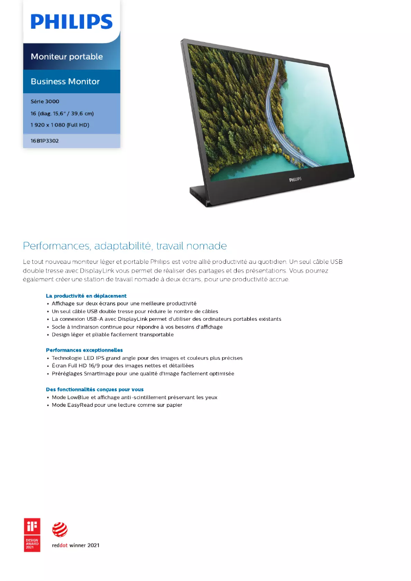 Page n°1 - Fiche technique Philips 16B1P3302