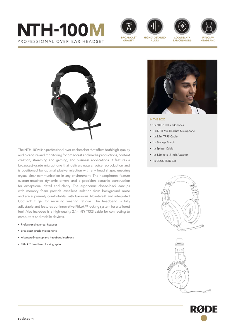 Page 1 of the manual User Manual Røde NTH-100M