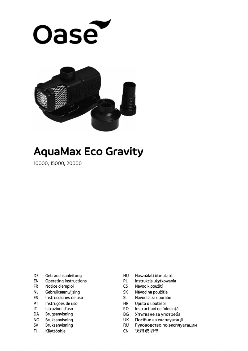 Page 1 de la notice Manuel utilisateur Oase AquaMax Eco Gravity 20000