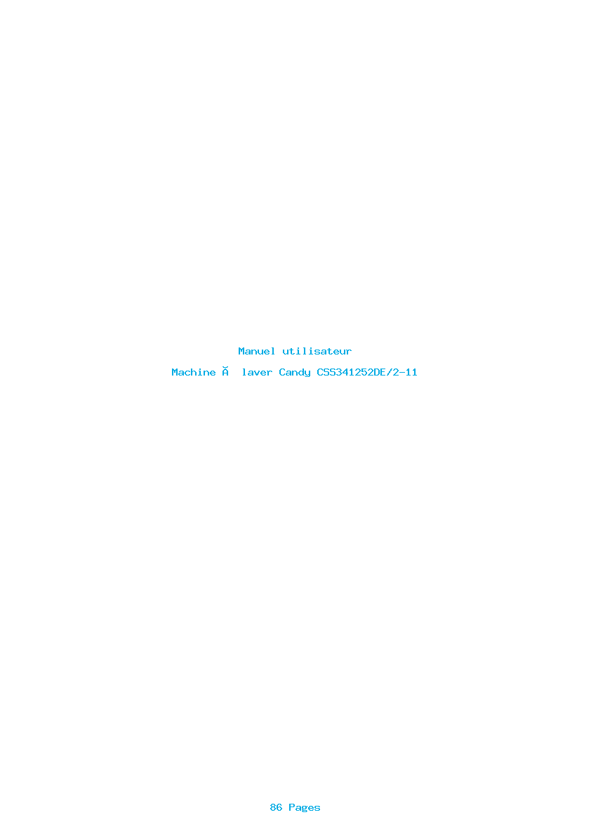 Page 1 de la notice Manuel utilisateur Candy CSS341252DE/2-11