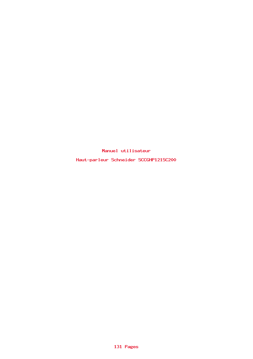 Page 1 de la notice Manuel utilisateur Schneider SCCGHP121SC200