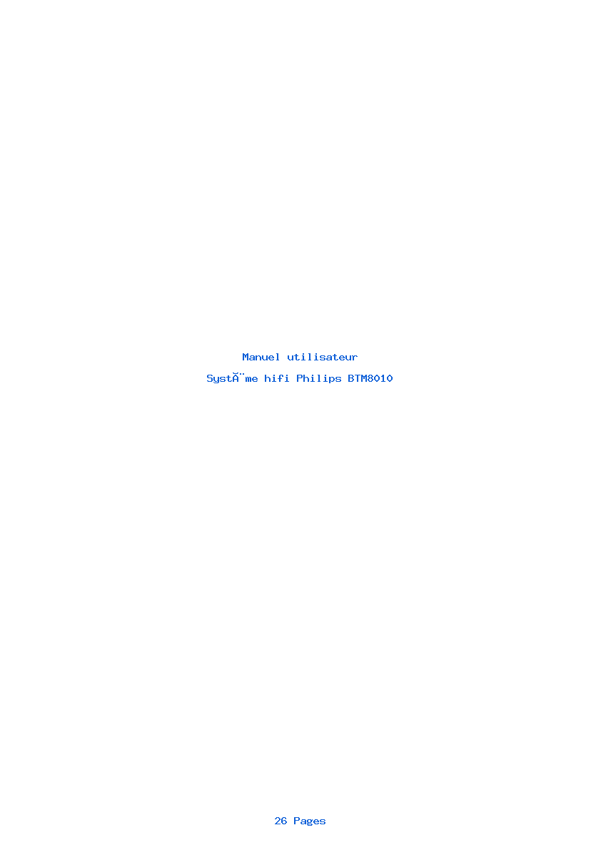 Page 1 de la notice Manuel utilisateur Philips BTM8010