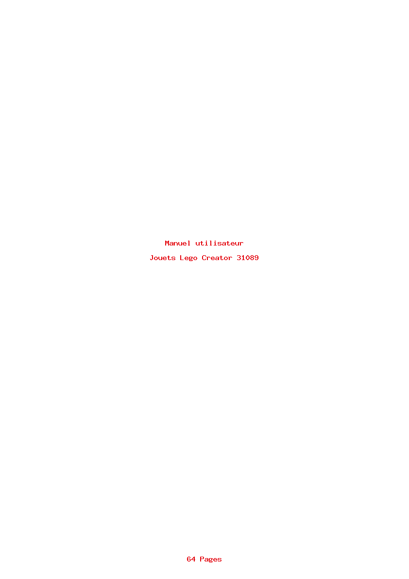 Page 1 de la notice Manuel utilisateur Lego Creator 31089