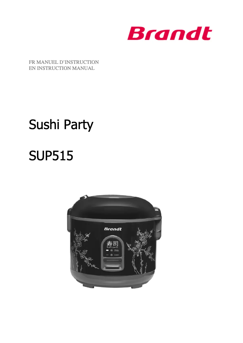 Page 1 de la notice Manuel utilisateur Brandt Sushi Party SUP515