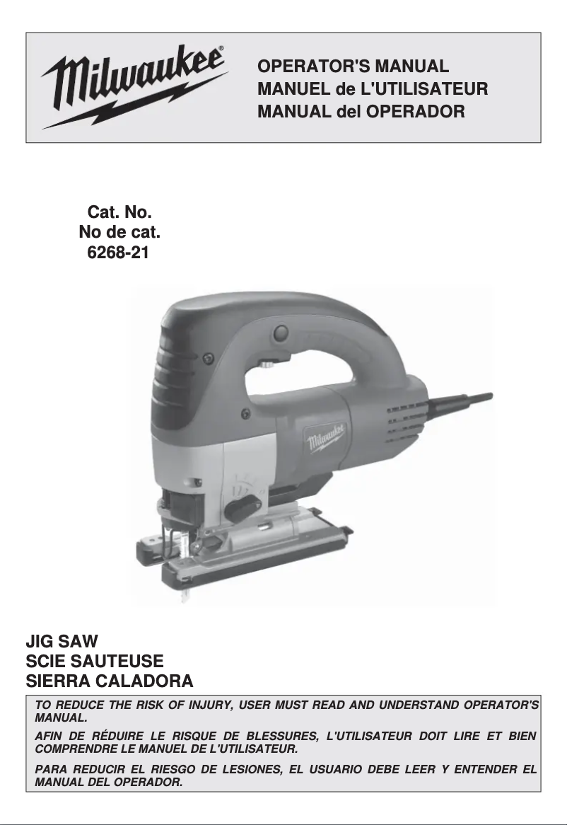 Page 1 de la notice Manuel utilisateur Milwaukee 6268-21