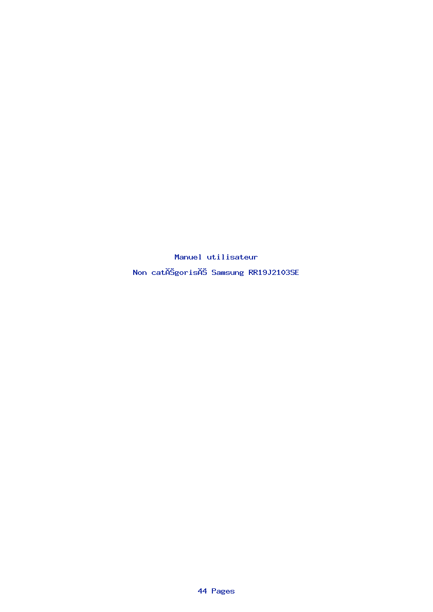 Page 1 de la notice Manuel utilisateur Samsung RR19J2103SE
