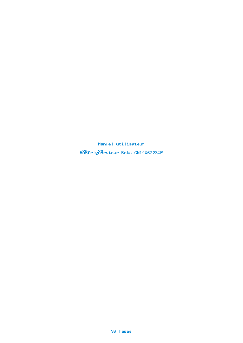 Page 1 de la notice Manuel utilisateur Beko GN1406223XP