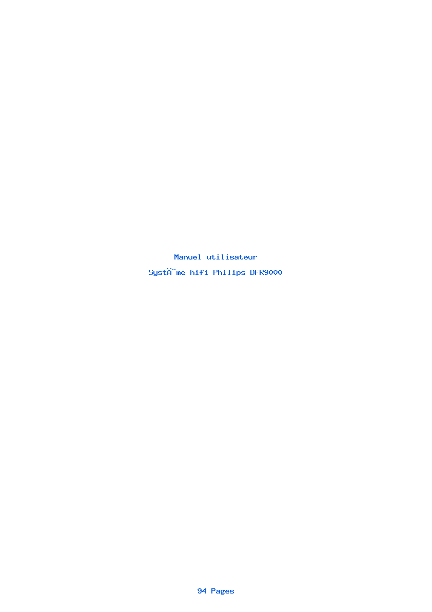 Page 1 de la notice Manuel utilisateur Philips DFR9000