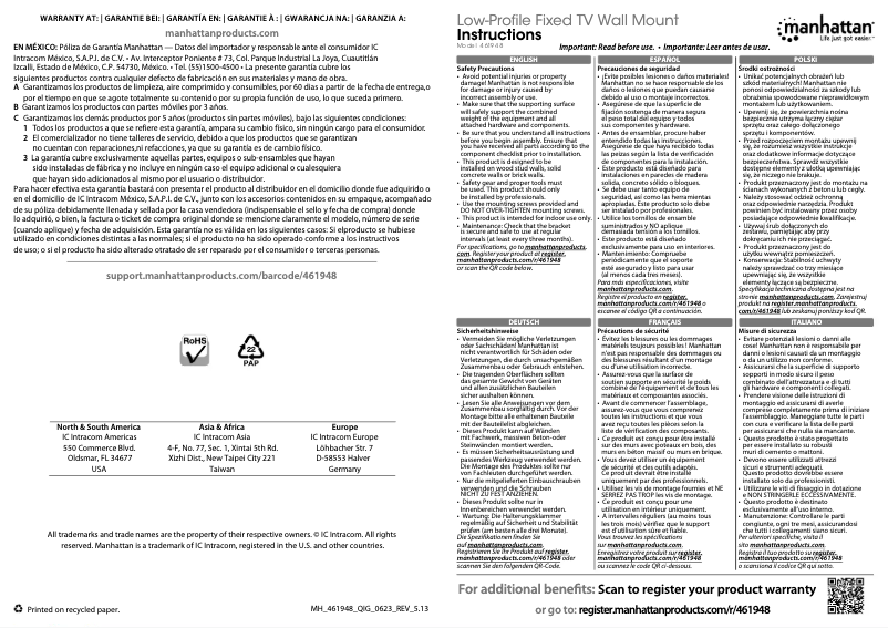 Page 1 de la notice Manuel utilisateur Manhattan 461948