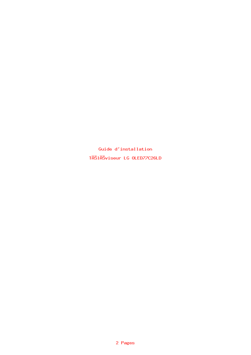 Page 1 de la notice Guide d'installation LG OLED77C26LD