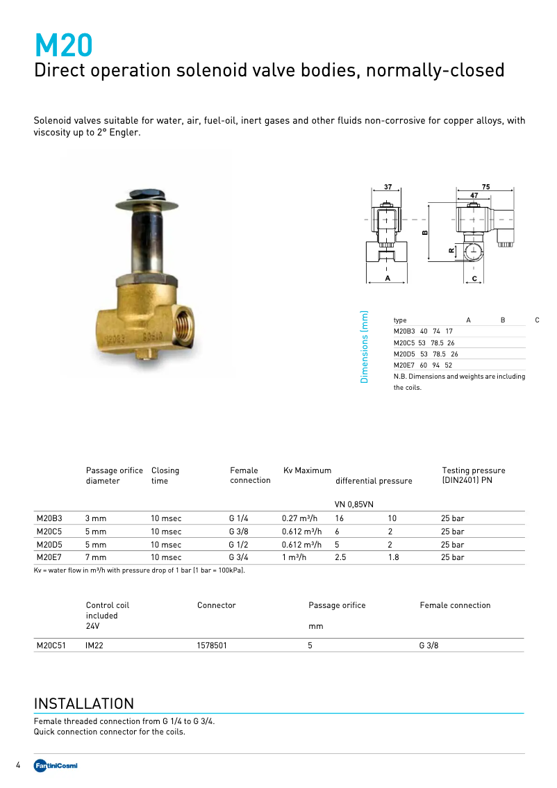 Page 1 de la notice Manuel utilisateur Fantini Cosmi M20