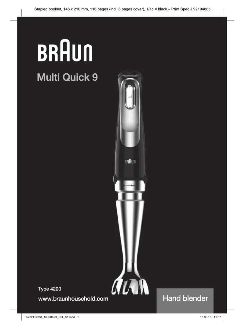 Page 1 de la notice Manuel utilisateur Braun Multiquick 9 MQ 9045X