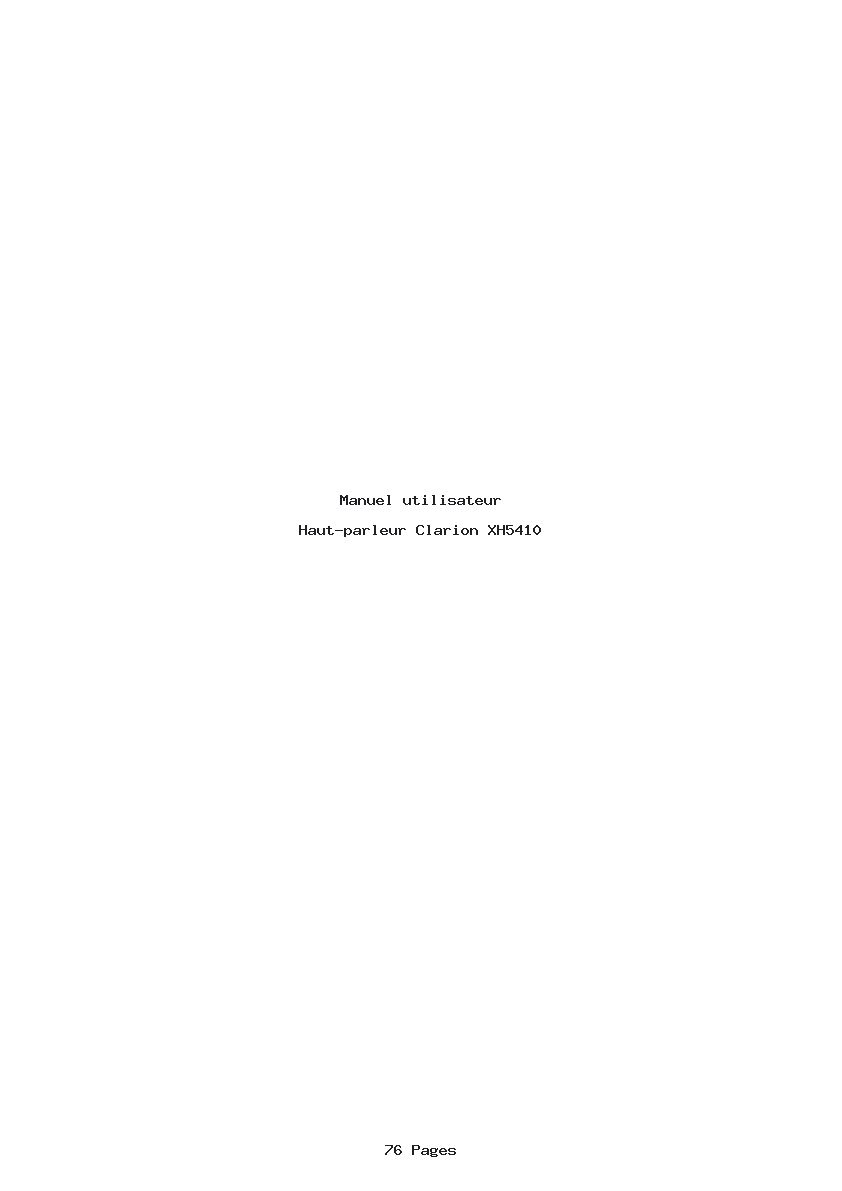 Page 1 de la notice Manuel utilisateur Clarion XH5410