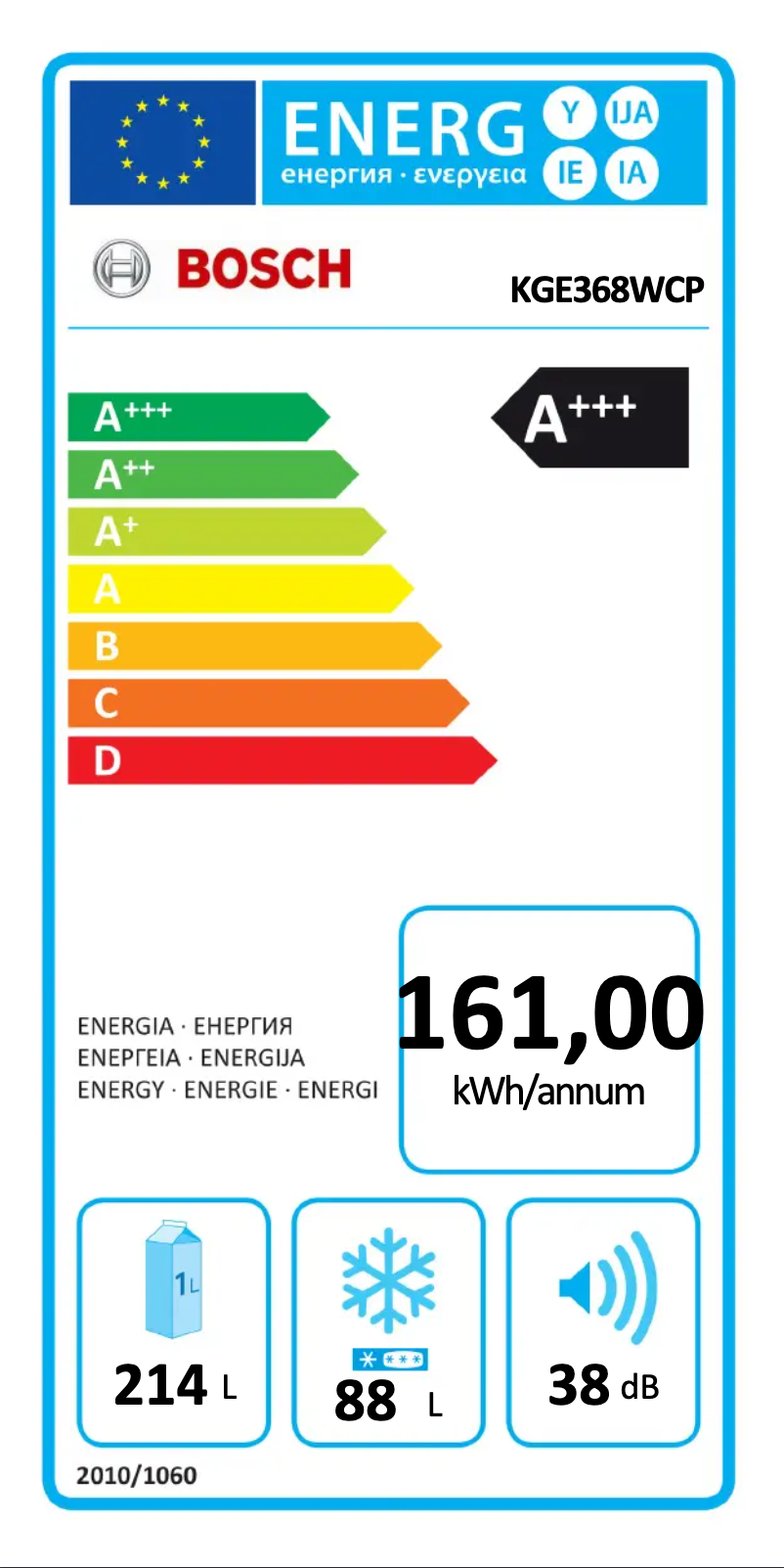 Page 1 of the manual Energy Label Bosch KGE368WCP