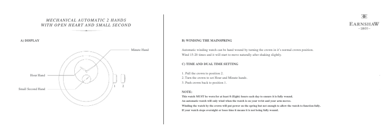 Page 1 de la notice Manuel utilisateur Earnshaw Beaufort Anatolia Automatic ES-8059-02