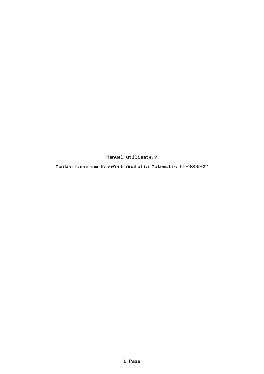Page 1 de la notice Manuel utilisateur Earnshaw Beaufort Anatolia Automatic ES-8059-02