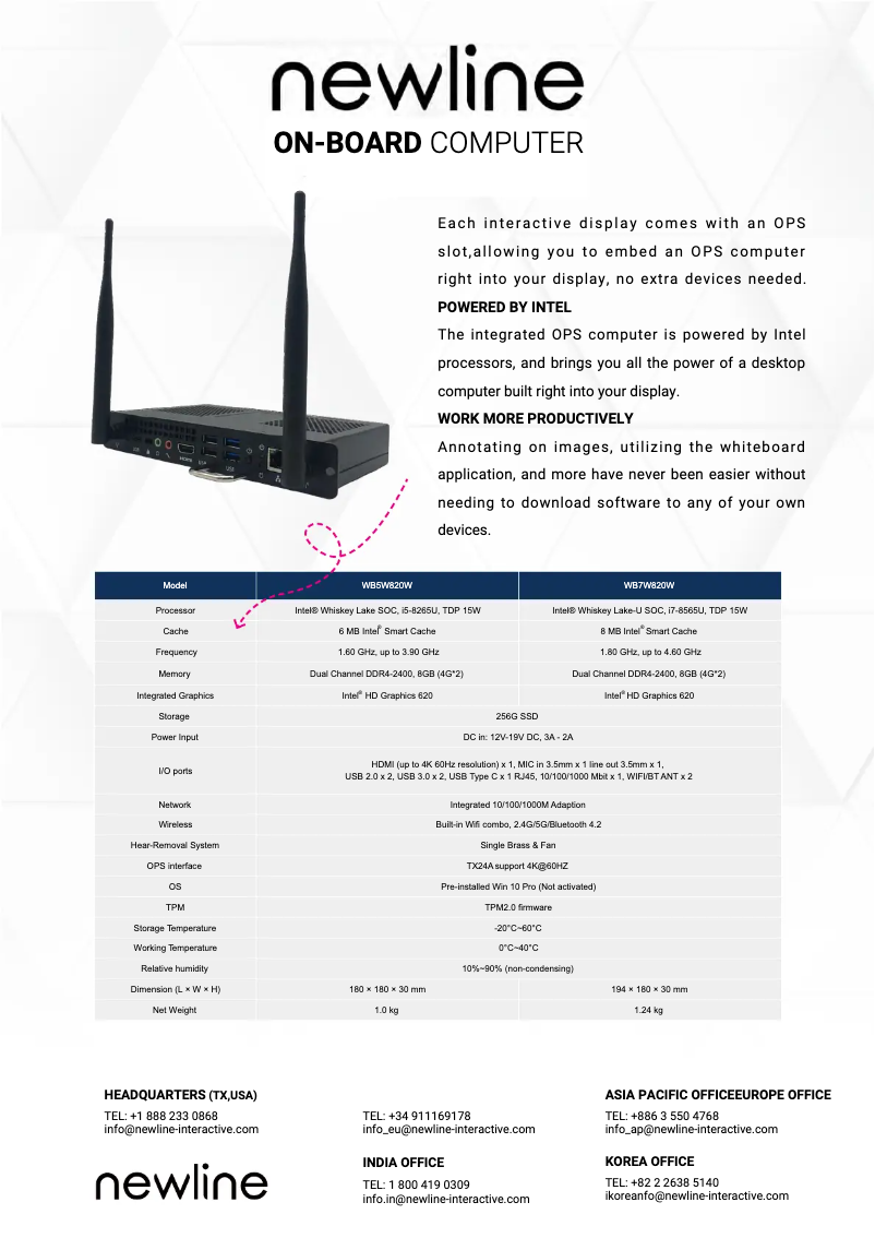 Page 1 de la notice Manuel utilisateur Newline WB7I123W