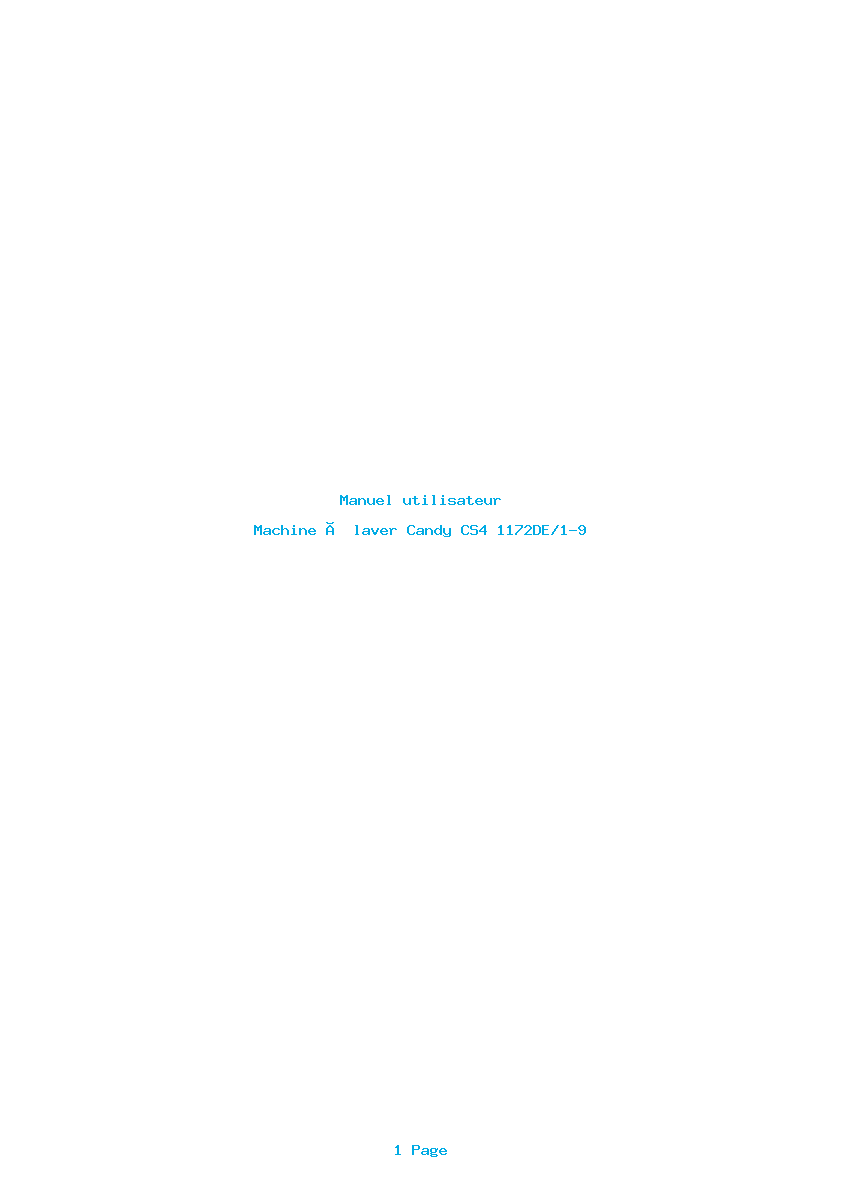 Page 1 de la notice Manuel utilisateur Candy CS4 1172DE/1-9