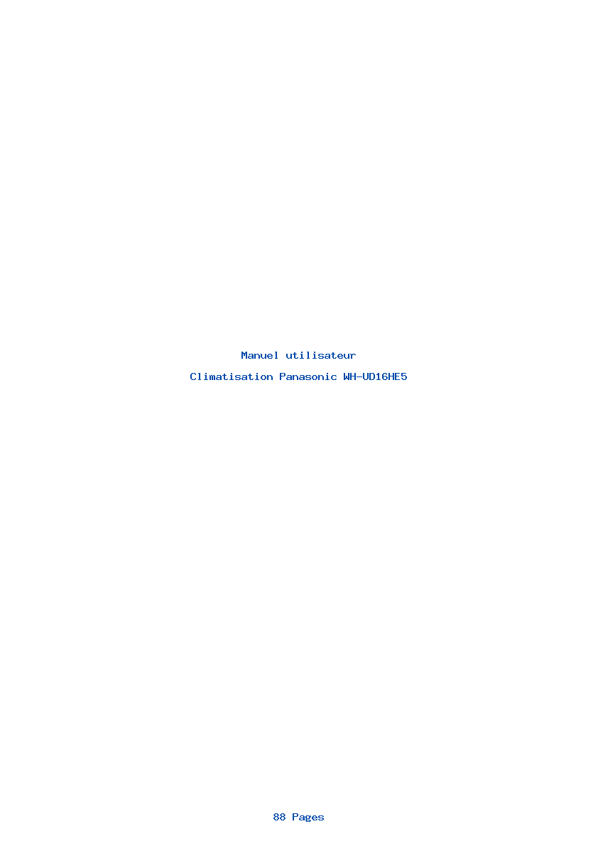 Page 1 de la notice Manuel utilisateur Panasonic WH-UD16HE5