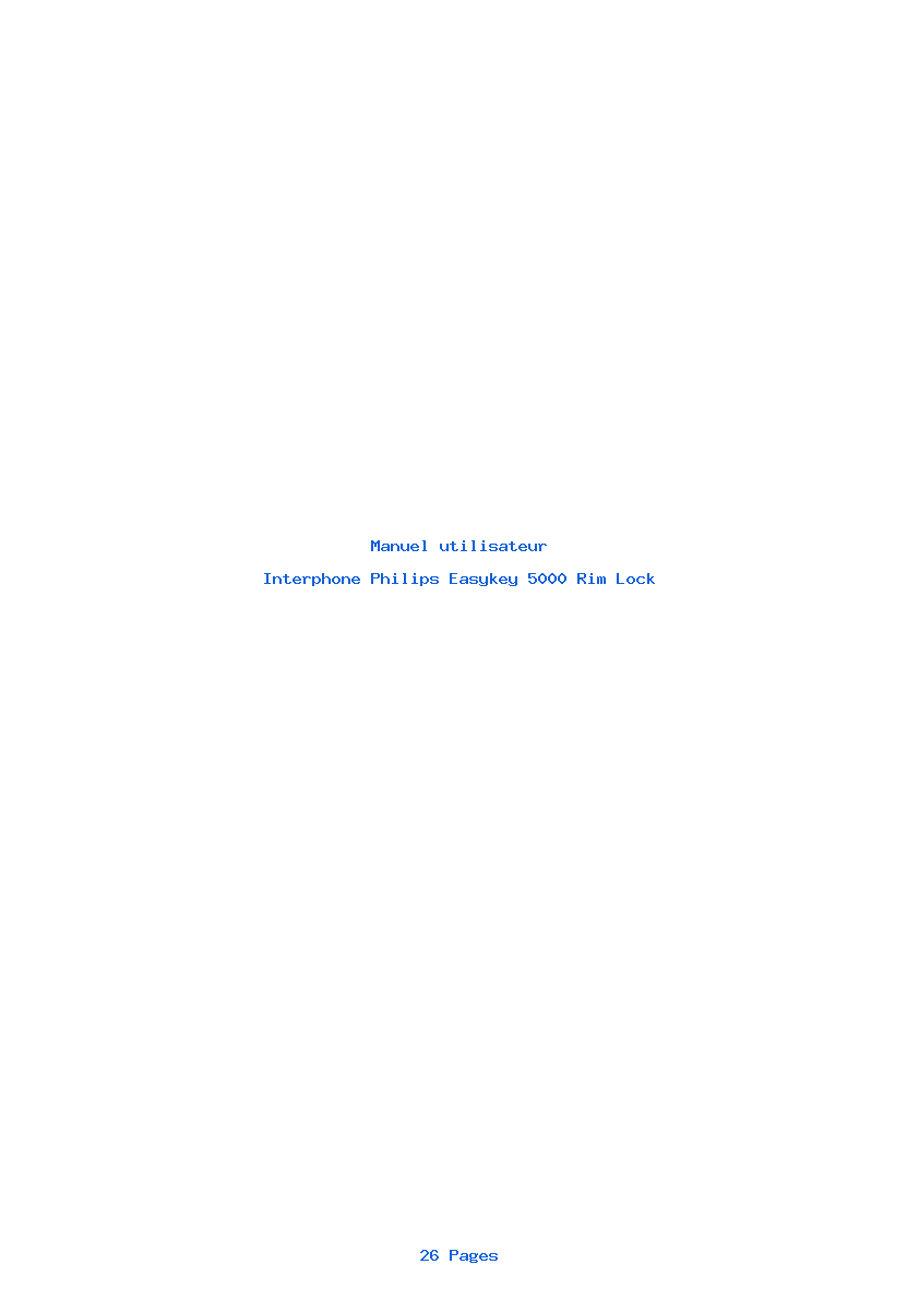 Page 1 de la notice Manuel utilisateur Philips Easykey 5000 Rim Lock