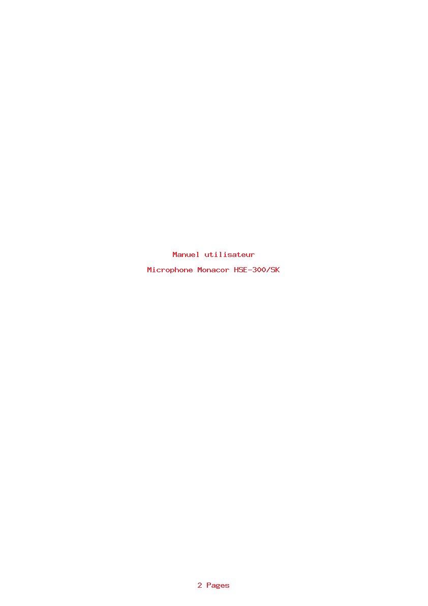 Page 1 de la notice Manuel utilisateur Monacor HSE-300/SK