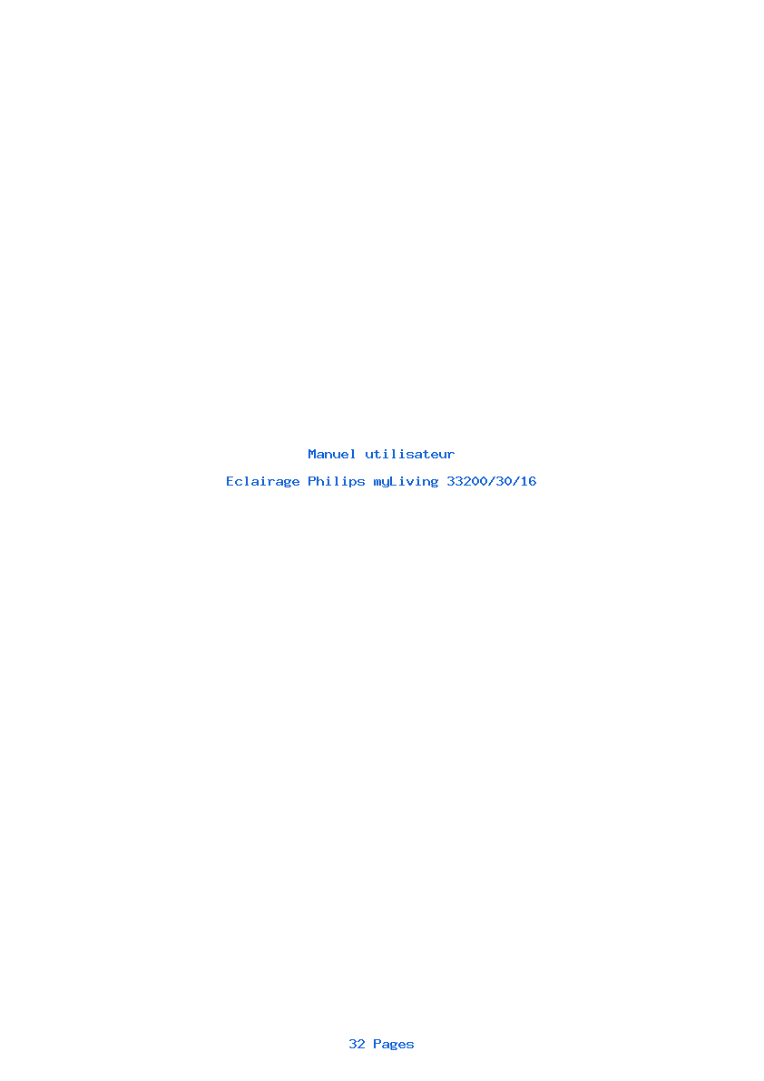 Page 1 de la notice Manuel utilisateur Philips myLiving 33200/30/16