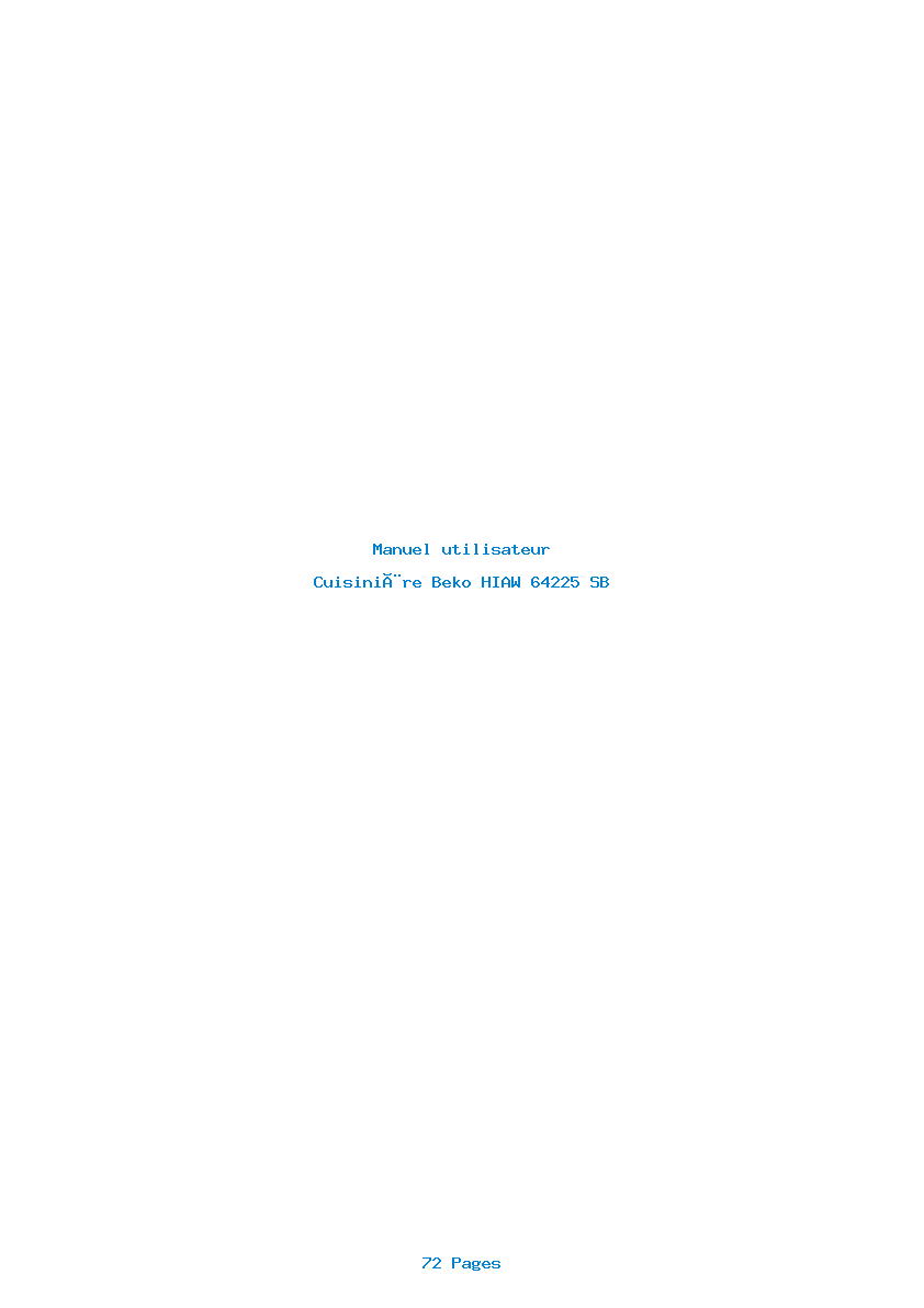 Page 1 de la notice Manuel utilisateur Beko HIAW 64225 SB