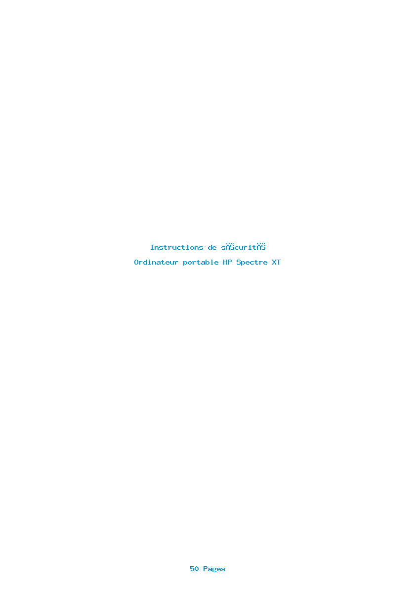 Image de la première page du manuel de l'appareil Spectre XT