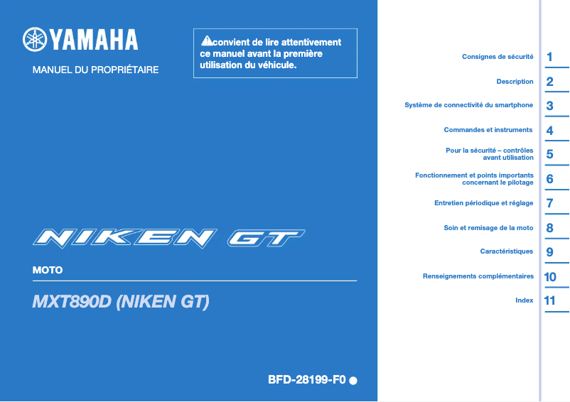 Page 1 de la notice Manuel utilisateur Yamaha NIKEN GT (2023)