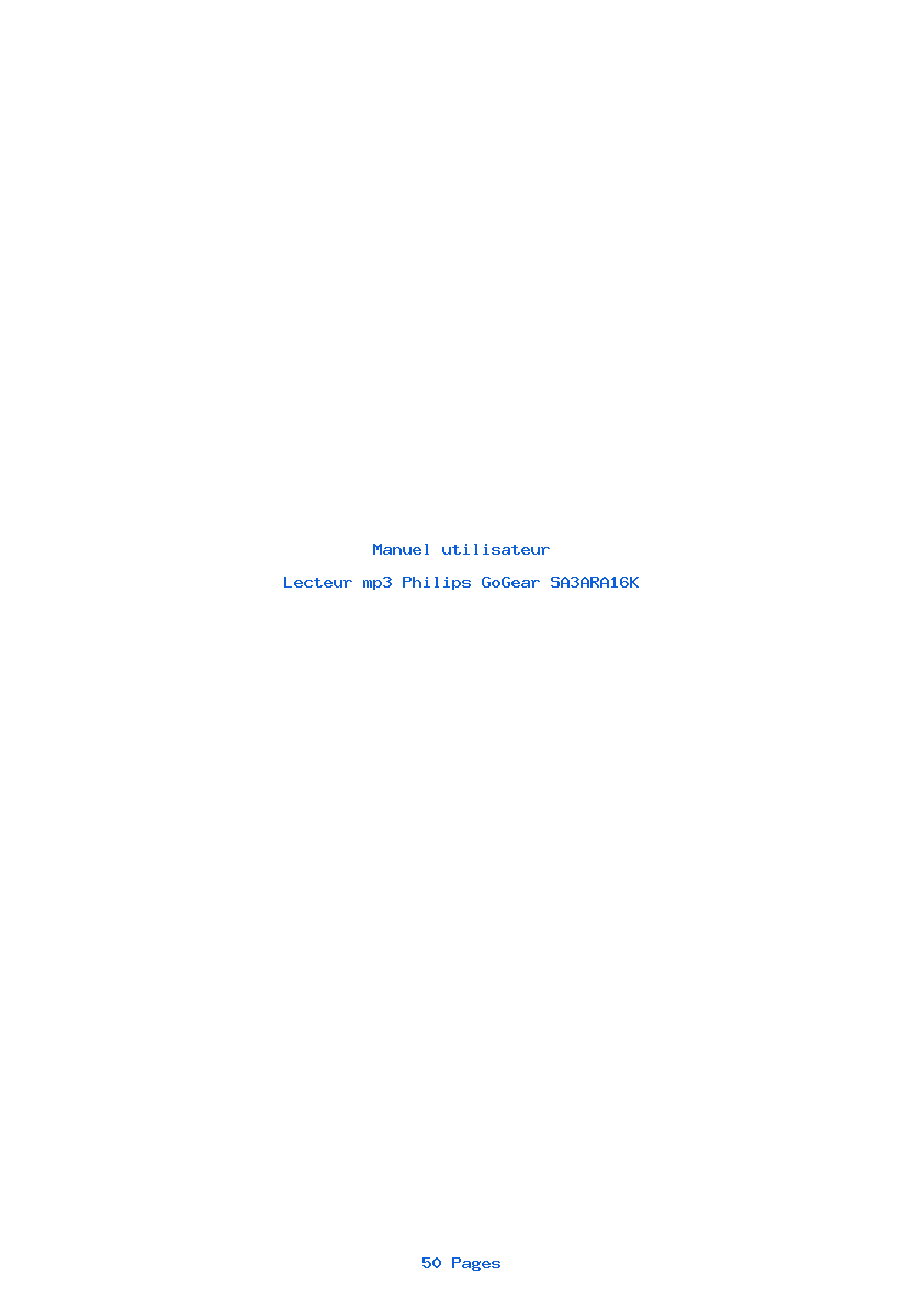 Page 1 de la notice Manuel utilisateur Philips GoGear SA3ARA16K